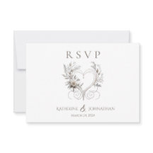 白モダンい花とハート結婚