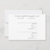 白モダンい花とハート結婚 出欠カード (裏面)