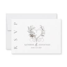 白モダンい花とハート結婚