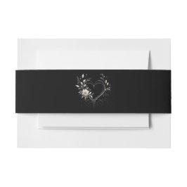 白モダンい花とハート結婚- 招待状ベリーバンド