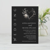 白モダンい花とハート結婚 招待状 (スタンド正面)