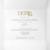 白モダンい金ゴールドのモノグラ結婚ム 三つ折り招待状 (内部中)