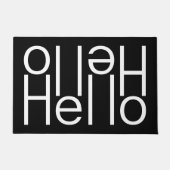 白モダンいHello Welcome Word Art On Black ドアマット (正面)