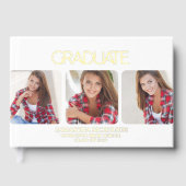 白モダンお洒落の3写真卒業 ゲストブック (正面)