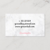 白モダンかわいらし大理石とピンクの爪、 ネイル 名刺 (裏面)