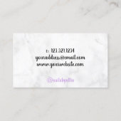 白モダンかわいらし大理石と紫の爪、 ネイル 名刺 (裏面)