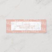 白モダンかわいらし大理石と赤面ピンク爪、 ネイル スキニー名刺 (裏面)