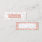 白モダンかわいらし大理石と赤面ピンク爪、 ネイル スキニー名刺 (正面/裏面)