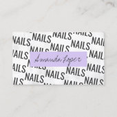 白モダンかわいらし大理石の黒い紫の爪、 ネイル 名刺 (正面)