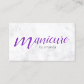 白モダンかわいらし大理石パープルマニキュア 名刺 (正面)