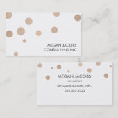 白モダンくブラシ付きフェイク金ゴールドドット 名刺 (正面/裏面)