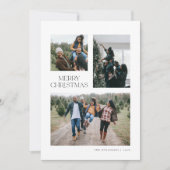 白モダンで3枚のフォトクリスマスカード 招待状 (正面)