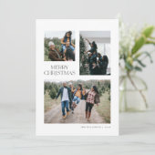 白モダンで3枚のフォトクリスマスカード 招待状 (スタンド正面)