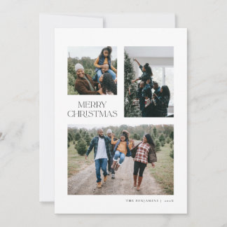 白モダンで3枚のフォトクリスマスカード 招待状