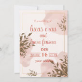 白モダンとエレガントピンクの招待 招待状 (正面)