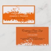 白モダンとオレンジグランジのストライプ2 名刺 (正面/裏面)