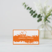 白モダンとオレンジグランジのストライプ2 名刺 (スタンド正面)