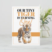 白モダンとオレンジワイルドタイガージャングル誕生日 招待状 (スタンド正面)