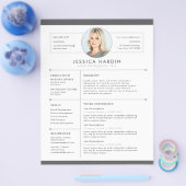 白モダンとグレーのフォトジョブの再開 チラシ (シングル)