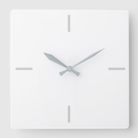 白モダンとグレーのミニマリスト スクエア壁時計 (正面)