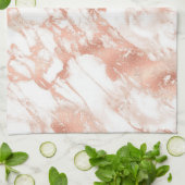 白モダンとバラの金ゴールド大理石パターン キッチンタオル (折り畳み)