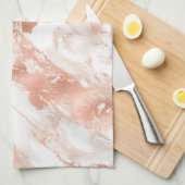 白モダンとバラの金ゴールド大理石パターン キッチンタオル (四つ折り)