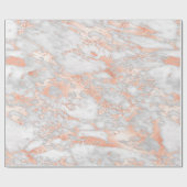 白モダンとバラの金ゴールド大理石パターン ラッピングペーパー (フラット)