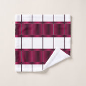 白モダンとブルゴーニュの紫モノグラムの バスタオルセット (ウォッシュタオル)