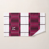 白モダンとブルゴーニュの紫モノグラムの バスタオルセット (ハンドタオル)