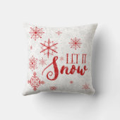 白モダンとブルゴーニュの雪片で雪を降らせる クッション (裏面)