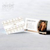 白モダンとベージュのパターン不動産仲介業者エージェント写真 名刺