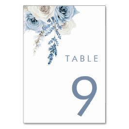 白モダンと埃の多いブルー結婚ズ テーブルナンバー