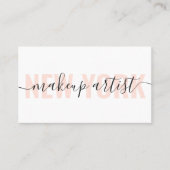 白モダンと桃のメイクアップアーティストスクリプトchic 名刺 (正面)