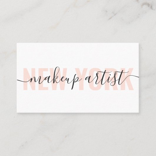 白モダンと桃のメイクアップアーティストスクリプトchic 名刺 (正面)