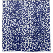 白モダンと濃紺のヒョウ柄  シャワーカーテン (正面)