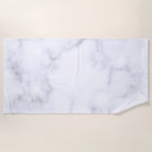 白モダンと灰色の大理石 ビーチタオル (正面)