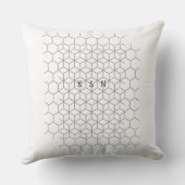白モダンと灰色の抽象芸術モノグラパーソナライズされたム クッション (裏面)
