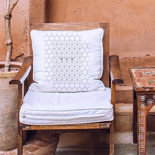 白モダンと灰色の抽象芸術モノグラパーソナライズされたム クッション