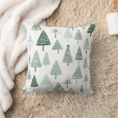白モダンと緑のクリスマス クッション (ブランケット)