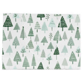 白モダンと緑のクリスマス ラージペーパーバッグ (裏面)