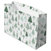 白モダンと緑のクリスマス ラージペーパーバッグ (裏面アングル)
