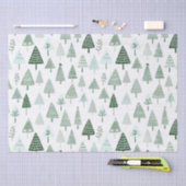 白モダンと緑のクリスマス 薄葉紙 (クラフト)