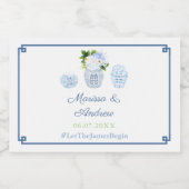 白モダンと緑のシノワセ結婚リー リキュールボトルラベル (シングルラベル)