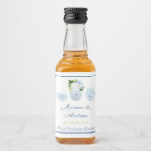 白モダンと緑のシノワセ結婚リー リキュールボトルラベル (正面)