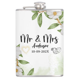 白モダンと緑のフローラ水色 フラスク