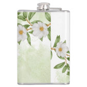 白モダンと緑のフローラ水色 フラスク (裏面)