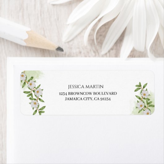 白モダンと緑の水の色のフローラを戻す ラベル (インサイチュ)