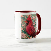 白モダンと赤の(鳥)ショウジョウコウカンチョウ絵を描ズ マグカップ (正面右)