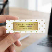 白モダンと金ゴールドのグリッター卒業名カード コーリングカード