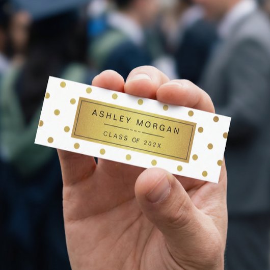 白モダンと金ゴールドのグリッター卒業名カード コーリングカード